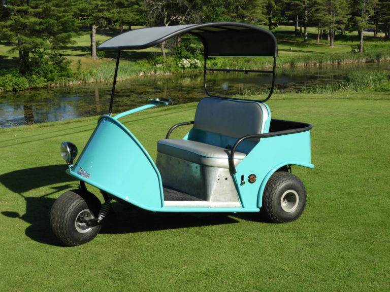 Vintage Golf Car Collection. These carts are all on display at