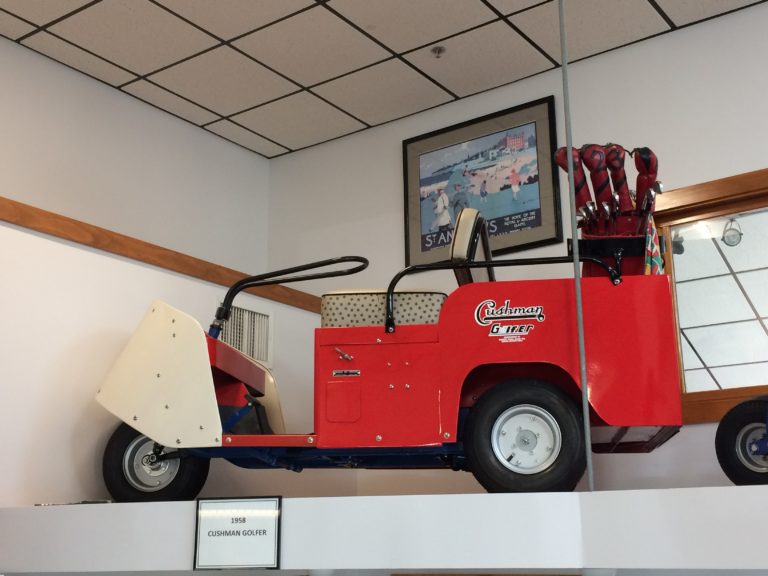 Vintage Golf Car Collection. These carts are all on display at